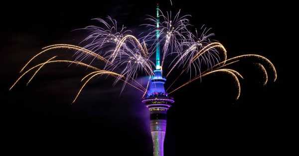 New Zealand started welcoming 2021 at Sky Tower in Auckland by fireworks